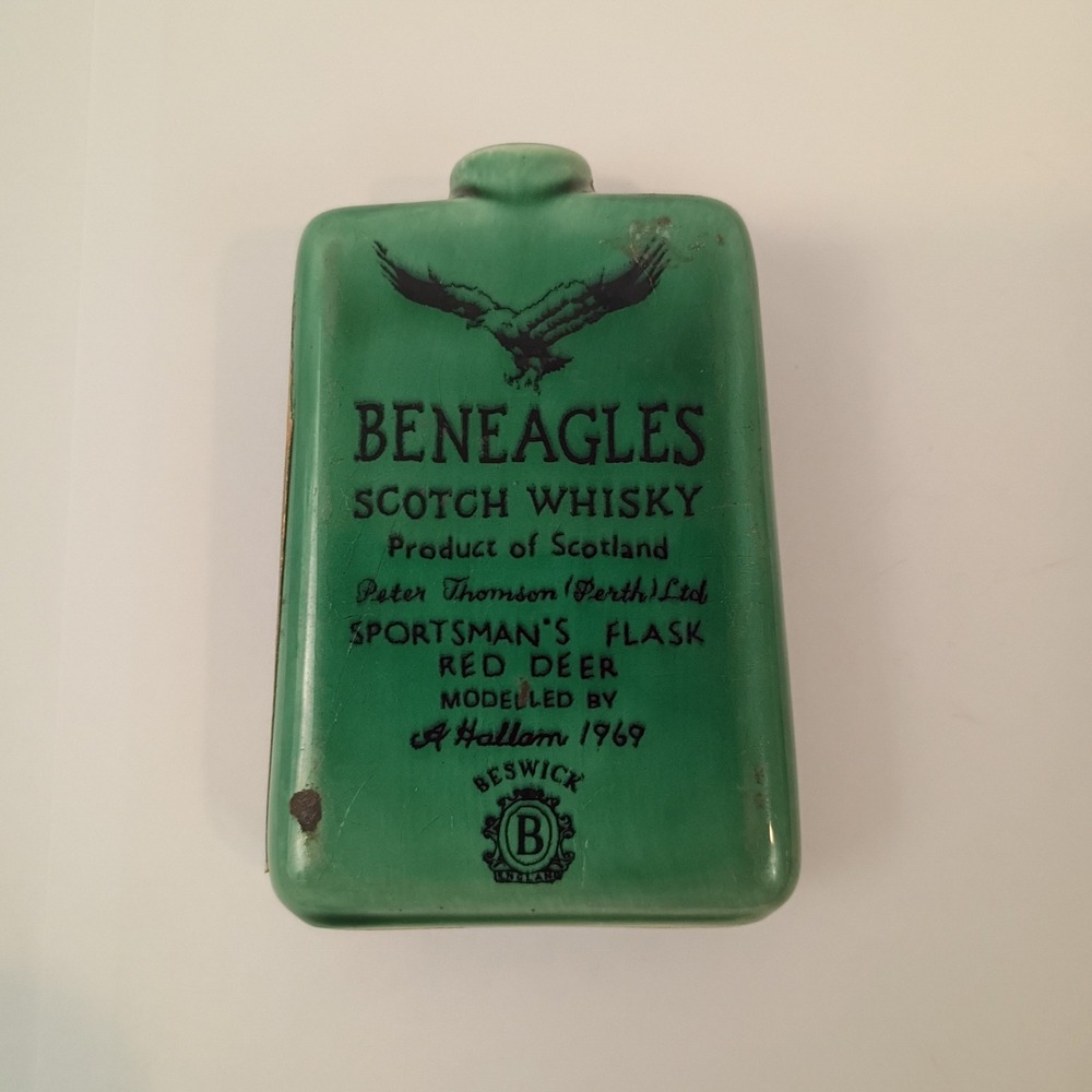 Ceramic Beswick Beneagles Deer Scotch Wiskey Flask, 1969, No Lid Included